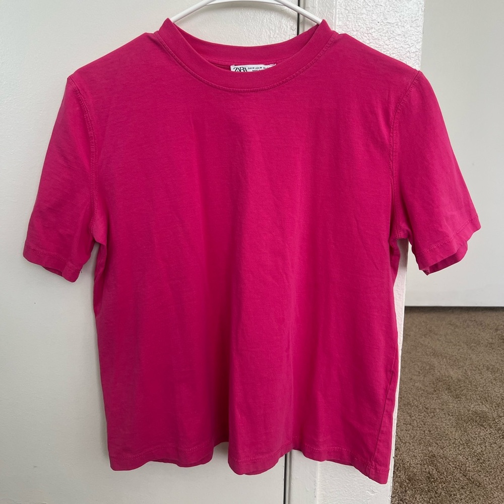 Zara Hot Pink Crewneck Tee